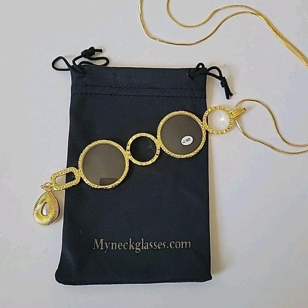 Neckglasses features gold
